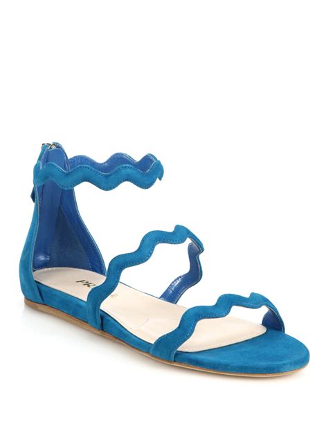 prada scalloped suede flat sandals|Prada flat sandals.